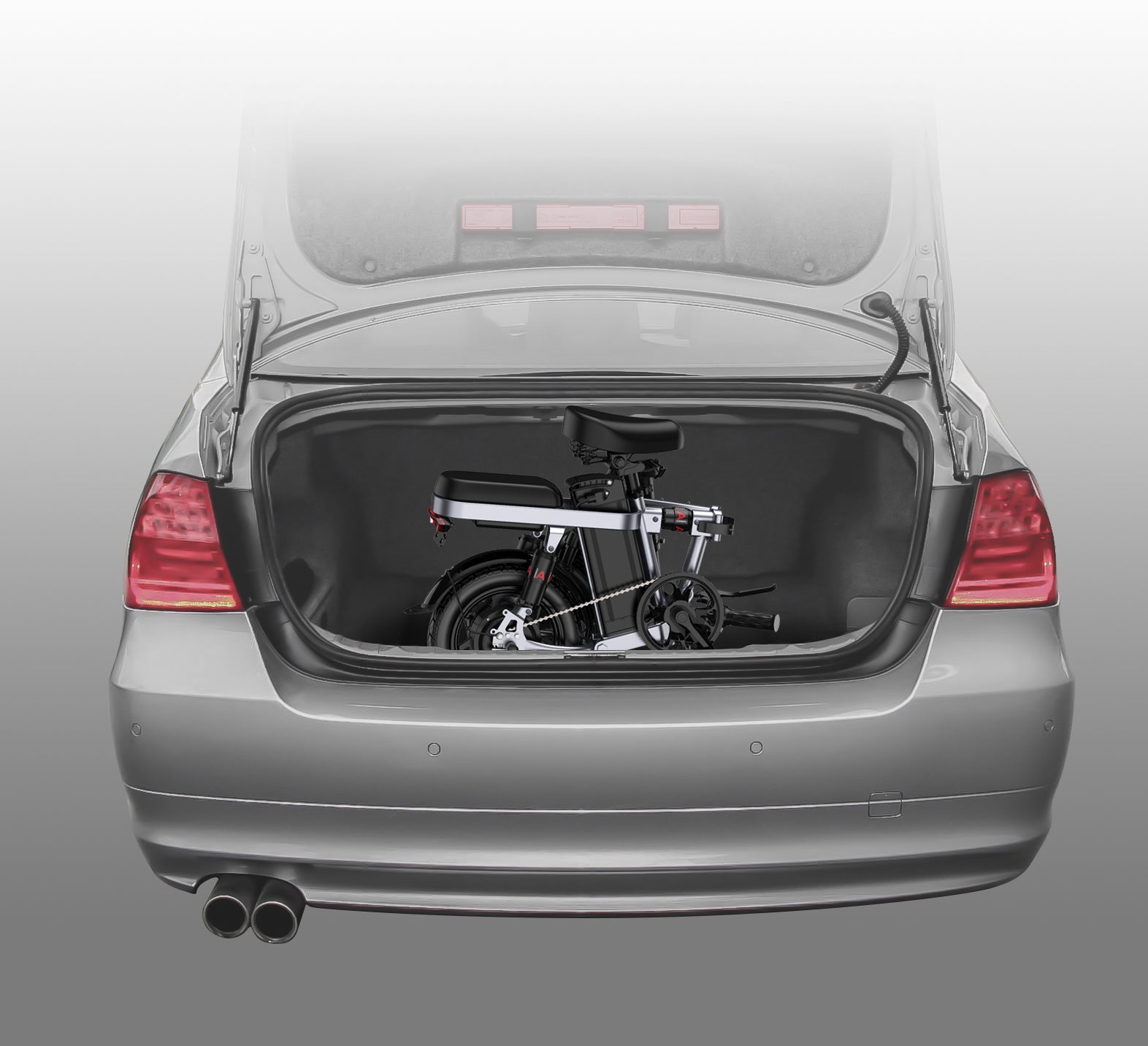 engwe t14 in a car's trunk